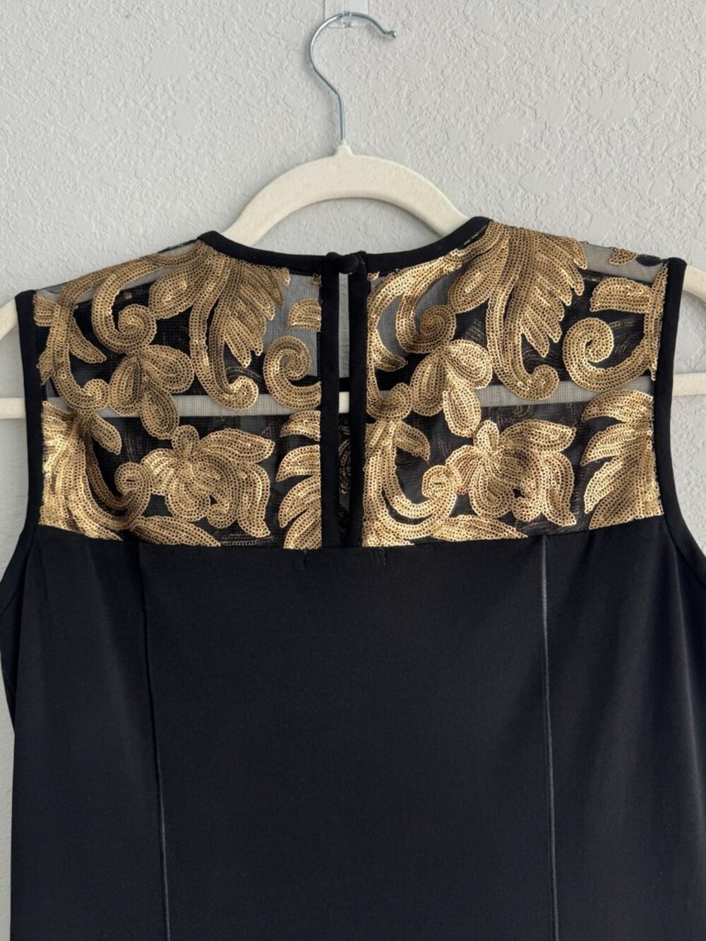 Eva Varro Black Gold Sequin Cocktail Dress Size M NWT Made in USA - Picture 6 of 9